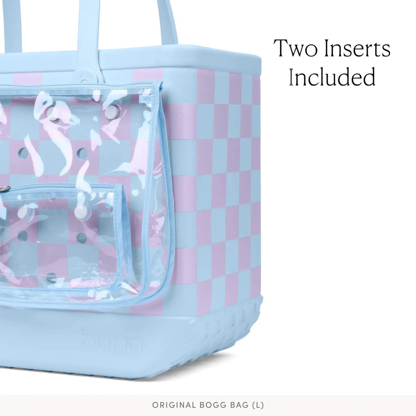 BOGG BAG Bundle – Original, Large Tote 19” x 9” x 14” + Top o’ the Bogg to Ya – Beach, Pool, Boat, Work, Sports (Checker Out)