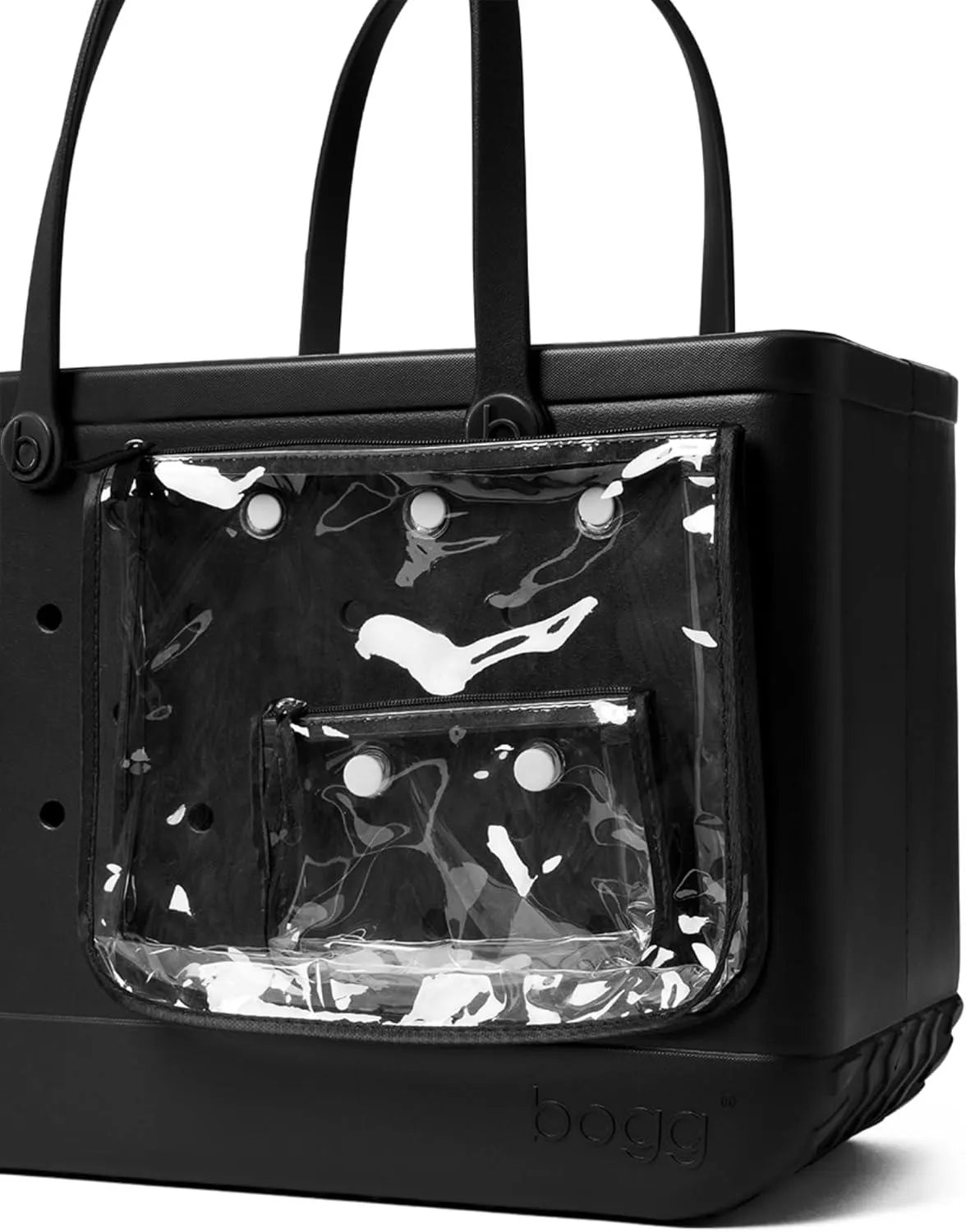 BOGG BAG – Medium Tote (Black) + Bevy (Black) – 15in L x 5in W x 12.5in H – Beach, Pool, Boat, Sports – All Purpose EVA – Lightweight, Washable, Durable
