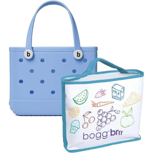 BOGG BAG Bundle – Bitty, Small Tote (11in L x 4.5in W x 8.5in H, I Lilac You A Lot) + Brrr Cooler Insert (Cutie Foodie) – Transforms Your Tote into a Portable Cooler – Beach, Pool, Boat, Sports – Wash
